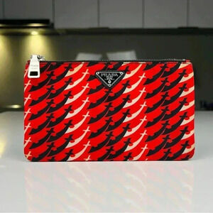Prada Tessuto Nylon Star Fall Print Pouch